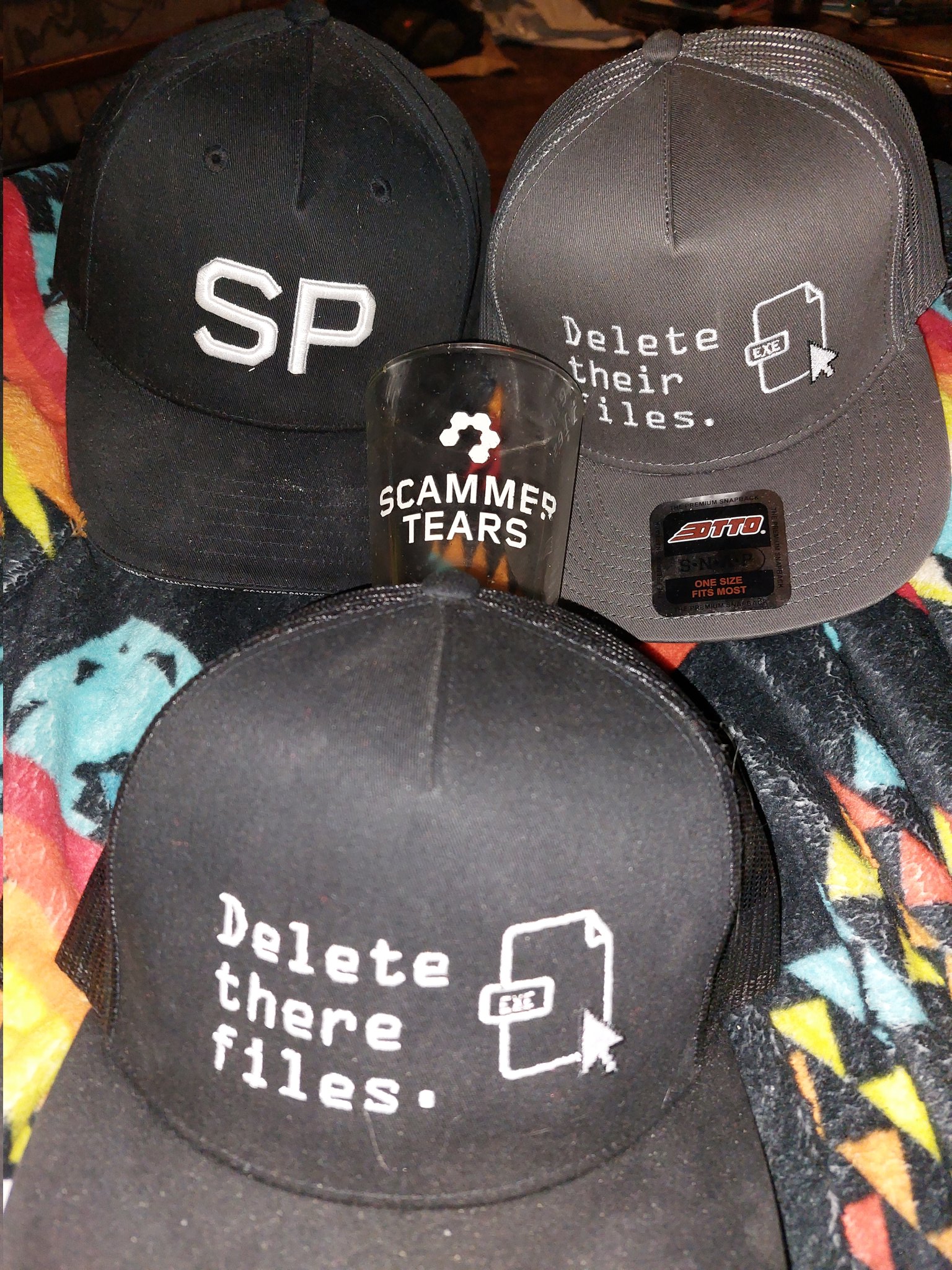 Scammer Payback Hats and Glassware